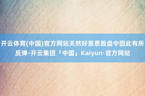 开云体育(中国)官方网站天然好意思股盘中因此有所反弹-开云集团「中国」Kaiyun·官方网站